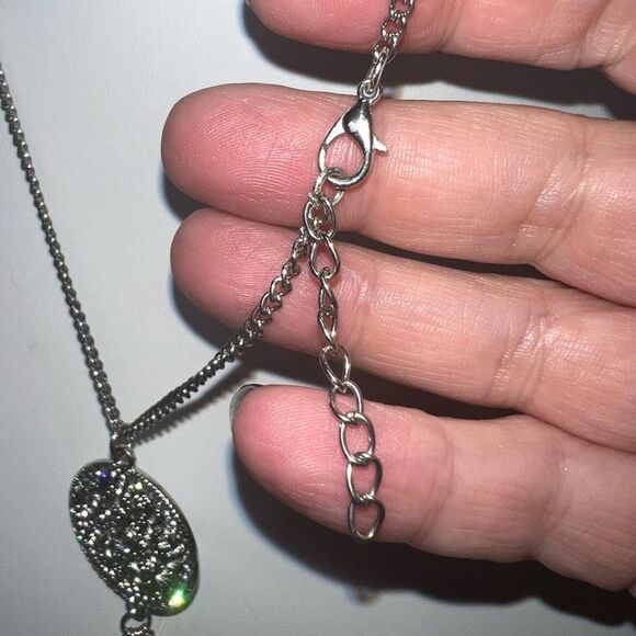 Silver Tone with Filigree and Crystal Tassel Necklace - Picture 7 of 9